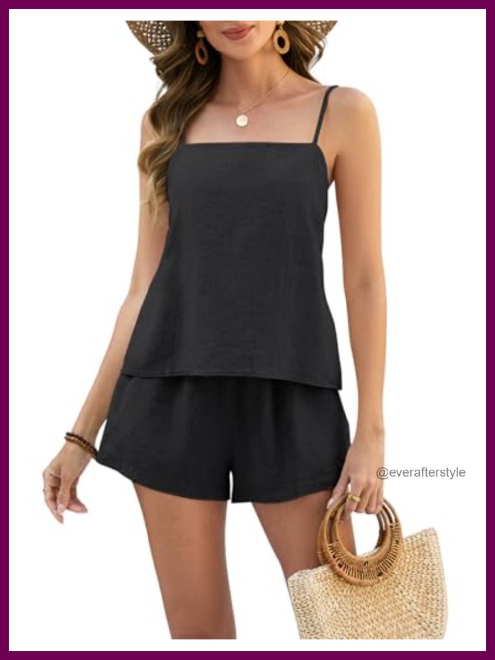 100% Linen 2 Piece Lounge Set Sleeveless Tank Top & Shorts
